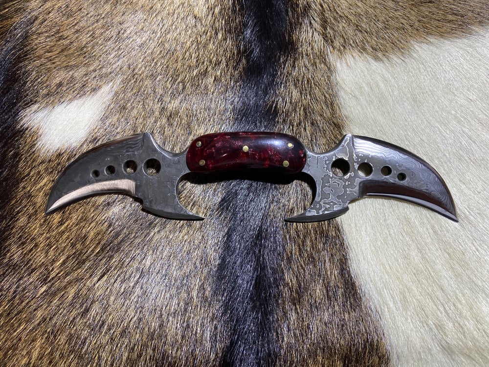 Image of Stunning, Damascus dual razor, edged, hooked blade.
