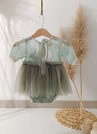 Image 3 of Sitter girls body-dress with flowers | Stella | sage