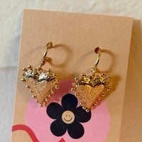 Image 1 of Dotty Heart Half Hoops - Gold