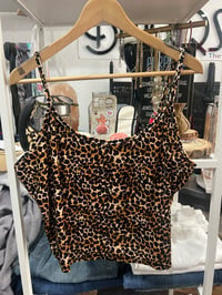 Image 1 of Shein crop velour leopard tank