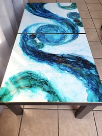 Image 4 of 22" Modern End Table Epoxy Resin Art Set of 2 'The Kraken'