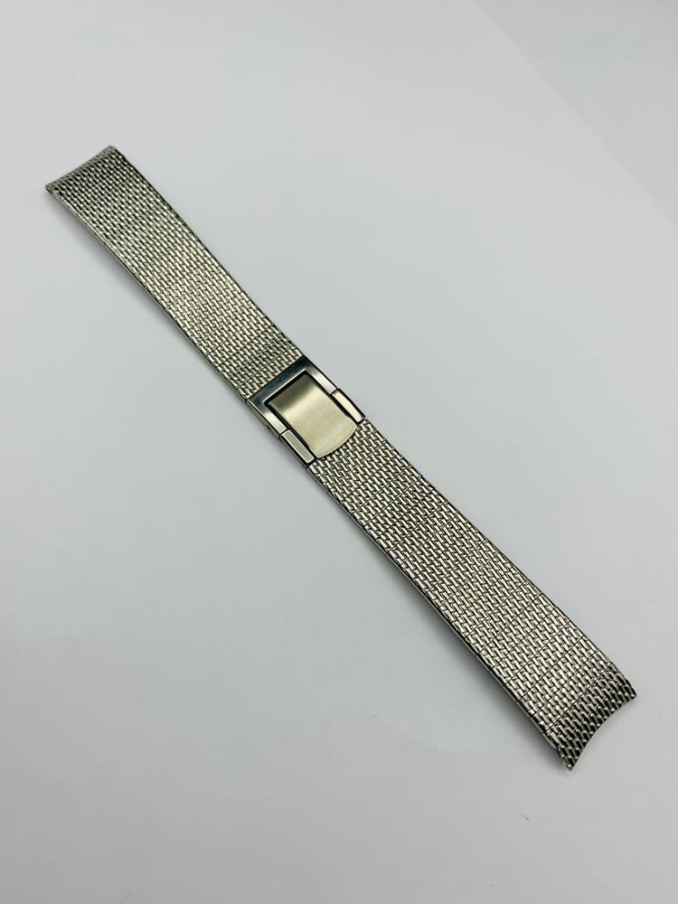 Image of Vintage 1970's mesh slim stainless steel gents watch strap bracelet band,New Old Stock,mint,17.5mm