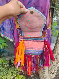 Image 12 of FRILL MINI body cross Sari bag with ruffles - detachable strap wear on waist too evil eye protection