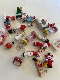 Image 1 of Vintage lot wood Christmas ornaments 