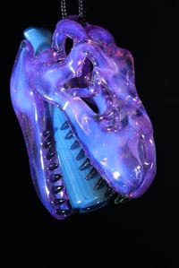 Image 2 of Opalized royal jelly T-rex skull pendant with stardust tip 🦖😤