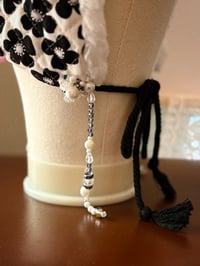 Image 8 of Haute Couture: Hand Beaded Quilted Black Floral Cat Hat