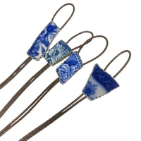 Image 1 of Blue Floral Porcelain Bolo Tie