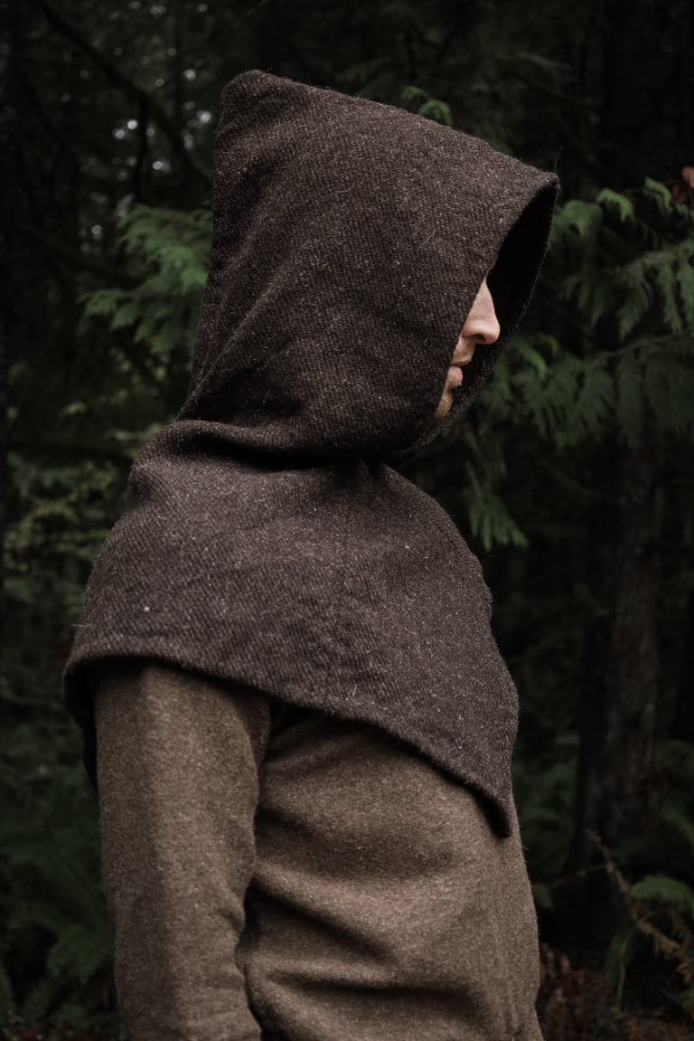 Medieval Hood - Heavyweight Dark Brown Twill