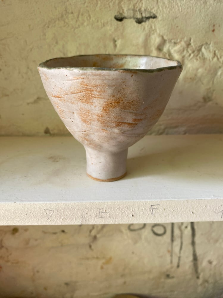 Deep footed bowl (sponged green top) Image 2