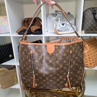 Brown Monogram Slouch Bag with Dual Zippers 