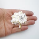 Folklore Silver and Gold Bird Tree Brooch