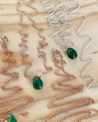 Image 1 of Simple Emerald Gem Drop Necklace 