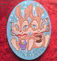 Image 1 of Siamese Twin Easter Bunny Painting 