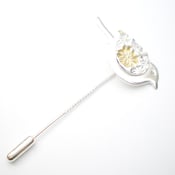Image of Silver and Gold Bird Flower Brooch