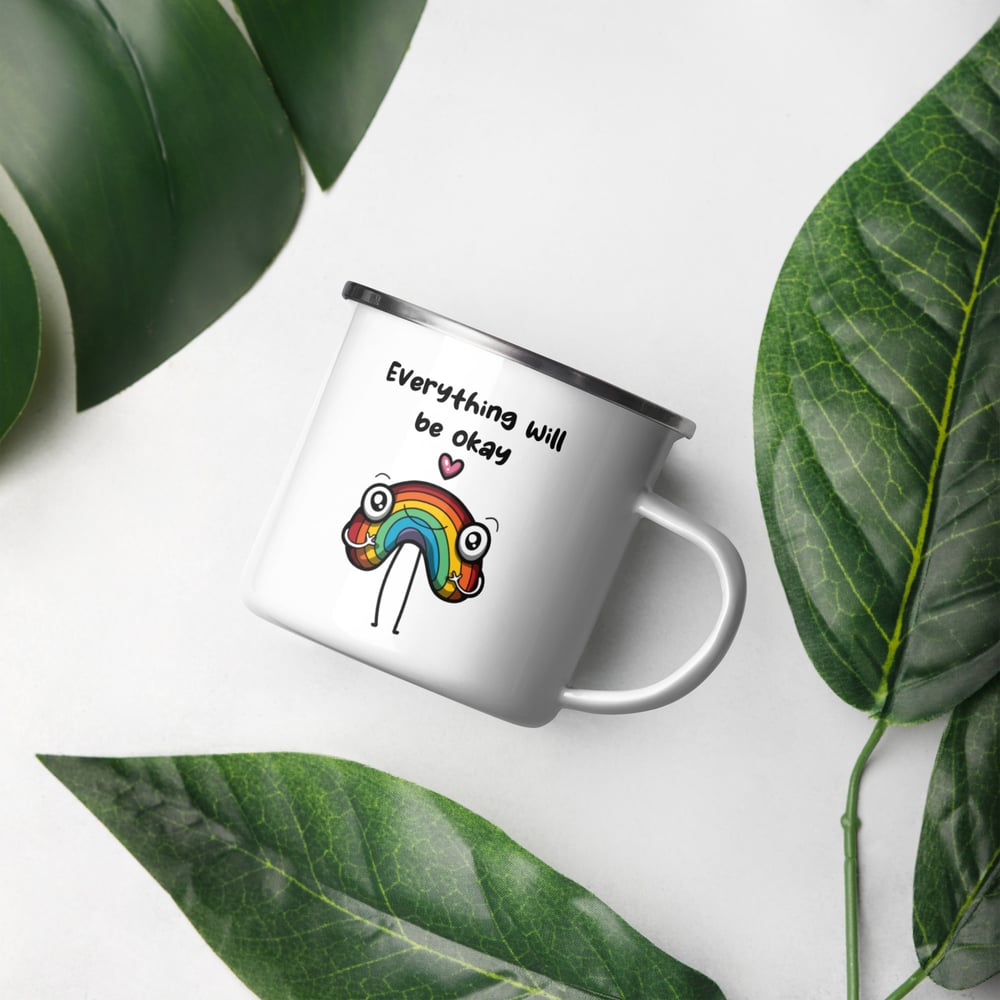 Image of Everything Will Be Okay Rainbow Enamel Mug