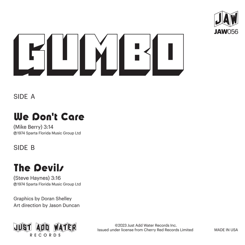 GUMBO We Don't Care 7" JAW056