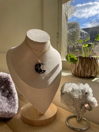 Image 1 of Black Obsidian Gold Moon Necklace