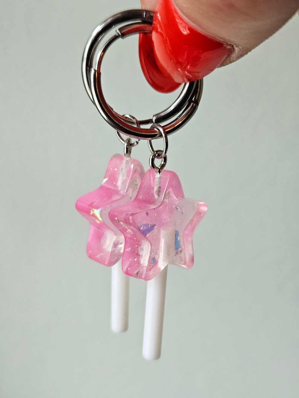 Image of Star Wand/ Lollipop Earrings *SILVER*