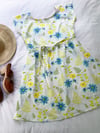Yellow/Blue Floral Vintage Fabric Julia Dress with free postage 