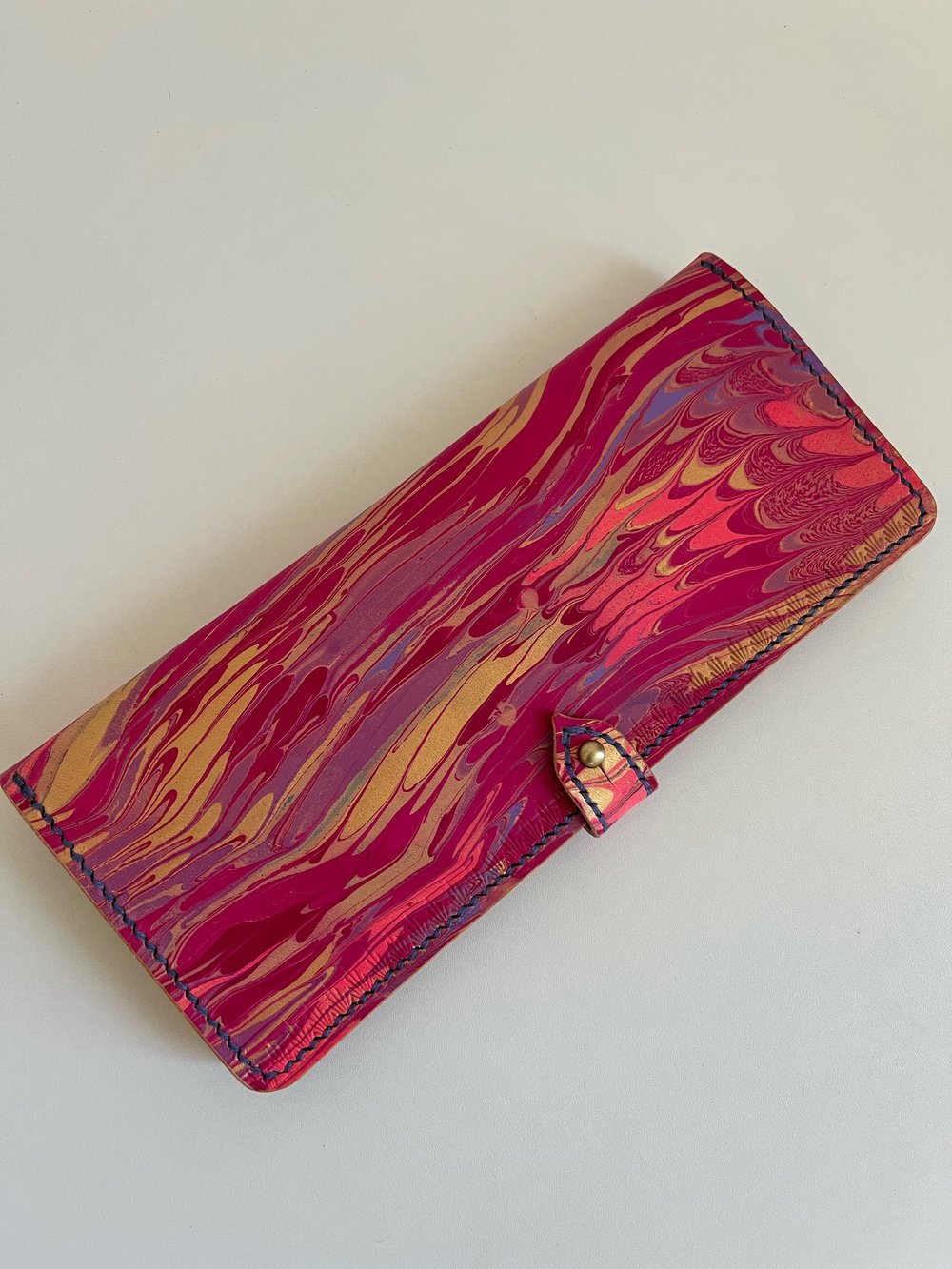 Image of Pink/Gold Marbled Long Wallet