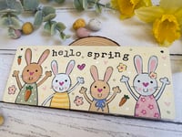 Image 2 of Hello Spring Bunnies Small Plaque 