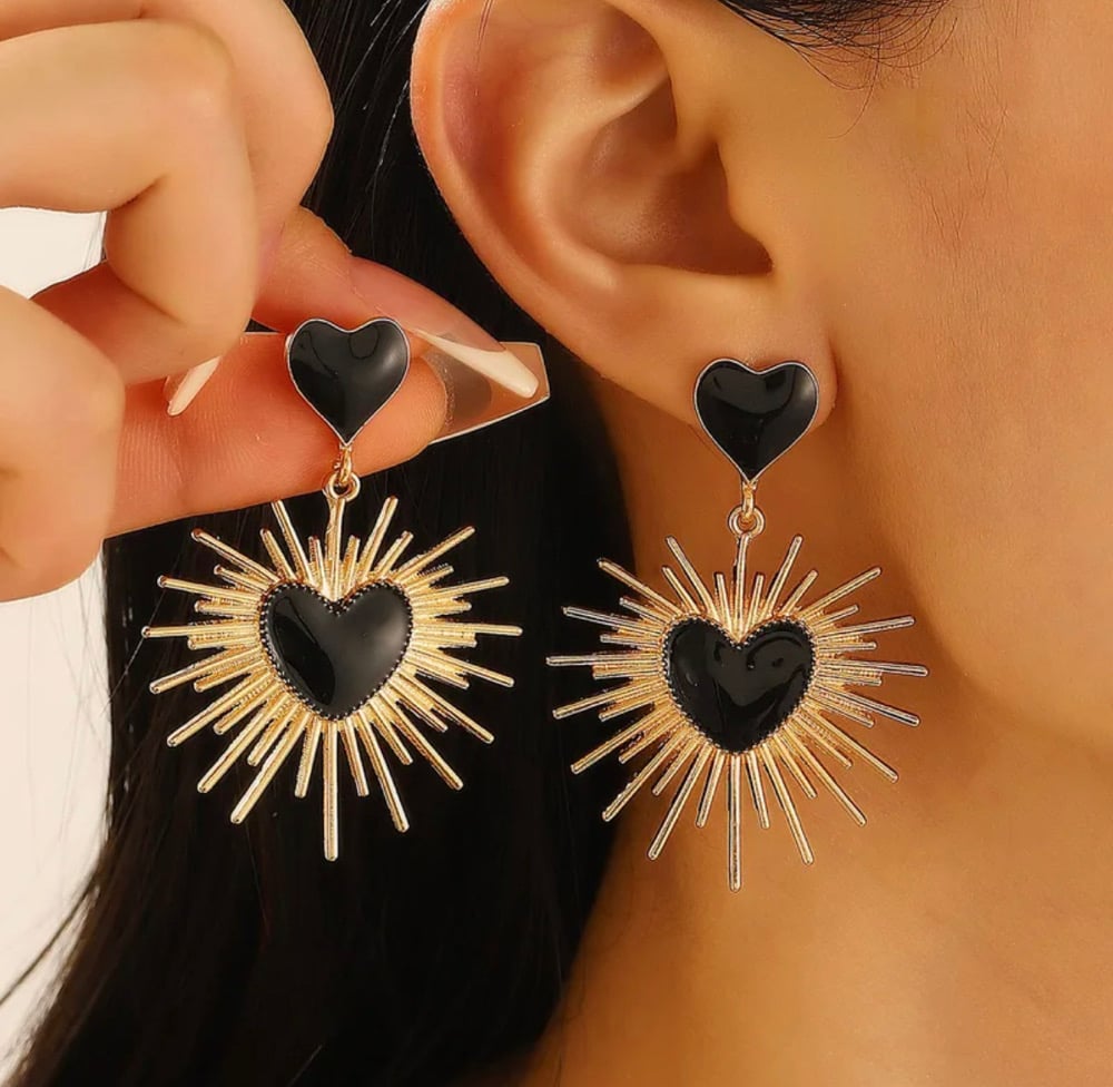 Image of Heart Shaped Drop Earrings