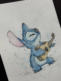 Image 4 of Guitar Stitch Ink and Watercolor Original 