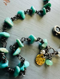 Image 2 of Lone Mountain turquoise and opal 22k charm bracelet