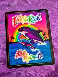 Image 1 of Eat The Rich Not Animals 90s style sticker 