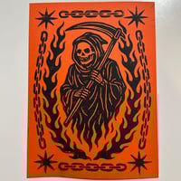Image 2 of Grim Reaper Linocut Prints