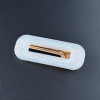 Image 1 of White Glitter Hair Slide (rectangle shape)