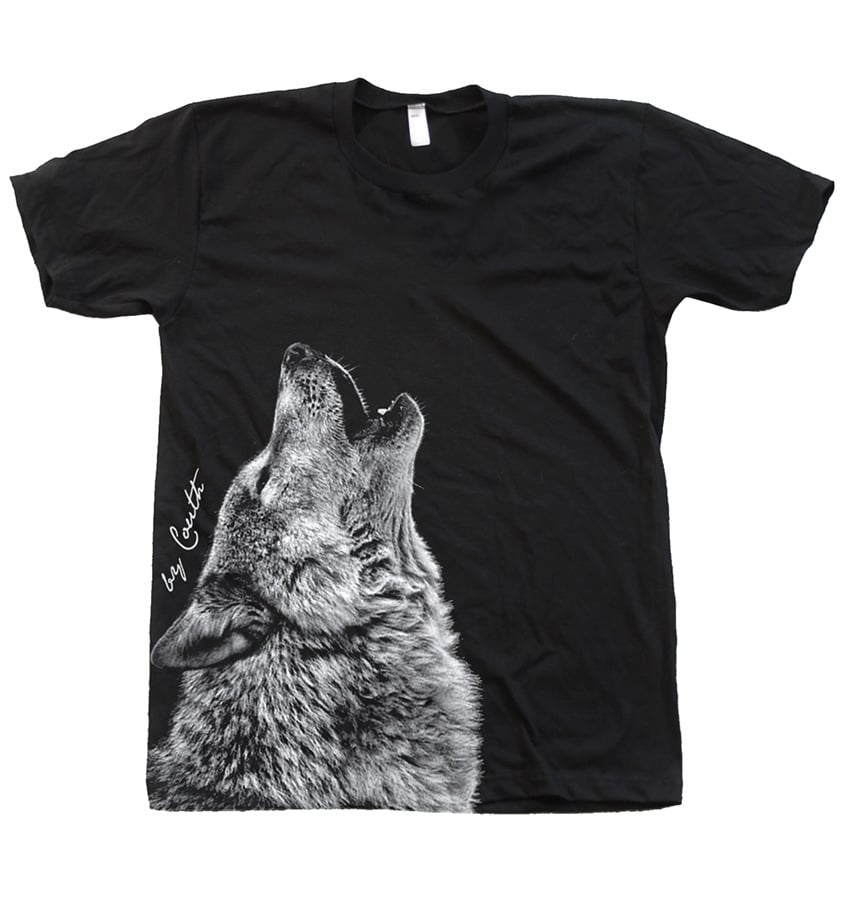 Image of Wolf Shirt Mens Unisex Hand Screen Print American Apparel Crew Neck