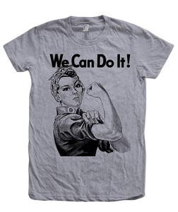 Image of Womens Tshirt Rosie the Riveter WW2 We Can Do it Tshirt Hand Screen Print American Apparel Crew Neck