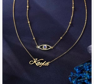 Evil Eye Name Plate Necklace 