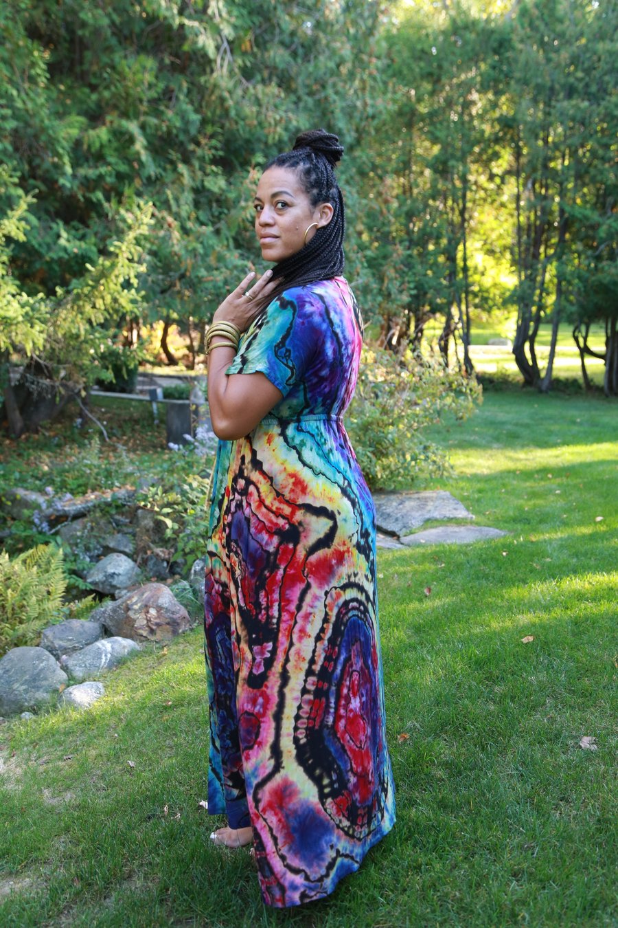 Image of Rainbow Geode rayon maxi Dress 2XL 