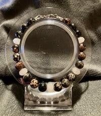 Image 1 of Mexican Red Snowflake Obsodian and Faceted Rose Quartz - Size 7.5