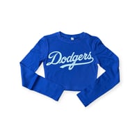 Image 1 of Dodgers Crop Baby Tee Long Sleeve