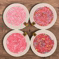 Image 4 of SEWING - YOUR CHOICE - Set of 4 Rope & Fabric Coasters