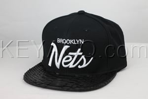 Image of Custom Brooklyn Nets Black Python Strapback