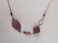 Image 1 of Garnet Semi Precious Stone & Handspun Bead Statement Necklace