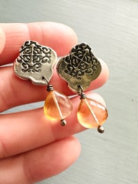 Image 11 of sterling silver post earrings with faceted citrine gemstones