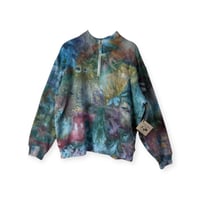 Image 1 of 1XL Ladies Quarter-Zip Pullover in Earthy Watercolor Ice Dye