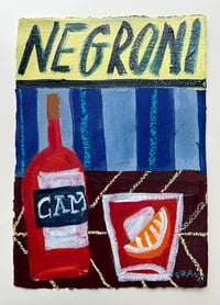 Negroni on burgundy and blue stripes 