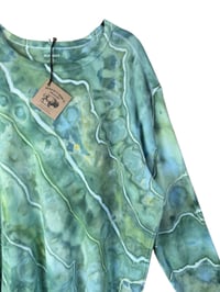 Image 2 of XXL Unisex Adult Waffle Long Sleeve Shirt in Verdant Geode Ice Dye
