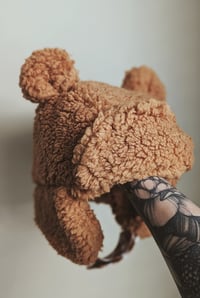Image 1 of Fleece teddy bear trapper Hat handmade to order