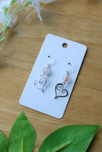 Image 2 of Sterling Silver + Crystal Heart Earrings (2 pairs available)
