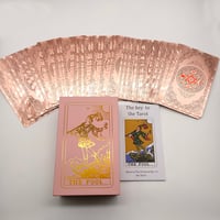 Image 3 of Gold Foil Tarot Plastic Cards Rose Pink Oracle Waterproof Card Deck Mysterious Board Game Divination