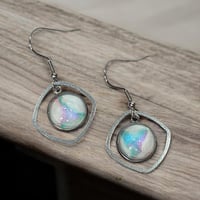 Image 3 of Cotton Candy-Handmade Fluid Art Earrings