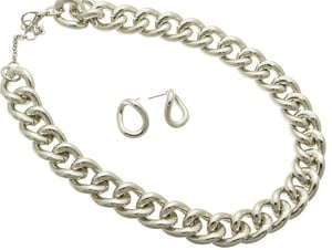 Image of LINK NECKLACE SET SILVER (18)