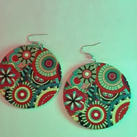 Image 1 of Bohemian wood drop earrings 